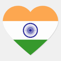 India Flag Heart Sticker
