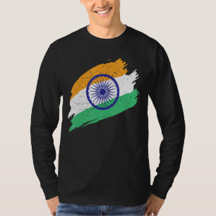 India Flag In Tricolor With Ashoka Chakra Desi Ind T-Shirt
