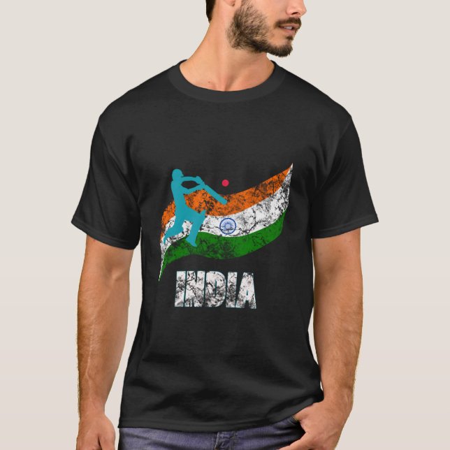 India Flag Indian Cricket T-Shirt (Front)
