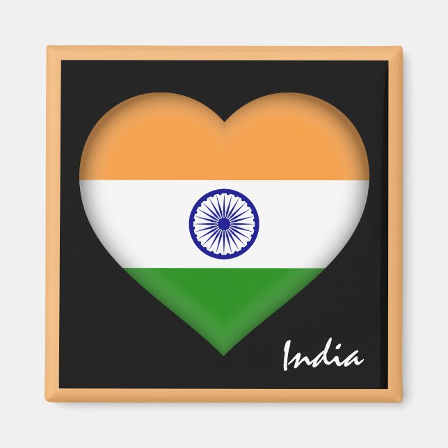 India flag & Indian Heart, travel India /sports Magnet (Front)