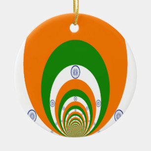 India Flag Kaleidoscope: Endless Unity & Patriotis Ceramic Tree Decoration