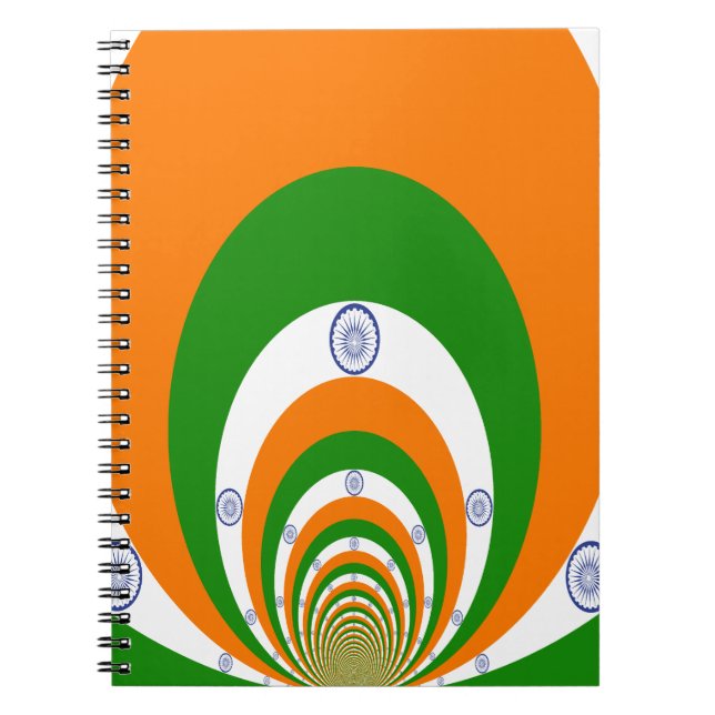 India Flag Kaleidoscope: Endless Unity & Patriotis Spiral Notebook (Front)