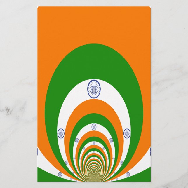 India Flag Kaleidoscope: Endless Unity & Patriotis Stationery (Front)