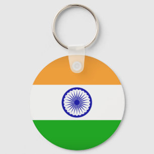 India Flag Keychain, Basic Button Keychain