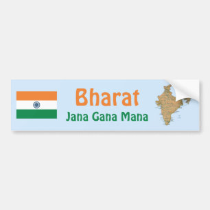 India Flag + Map Bumper Sticker