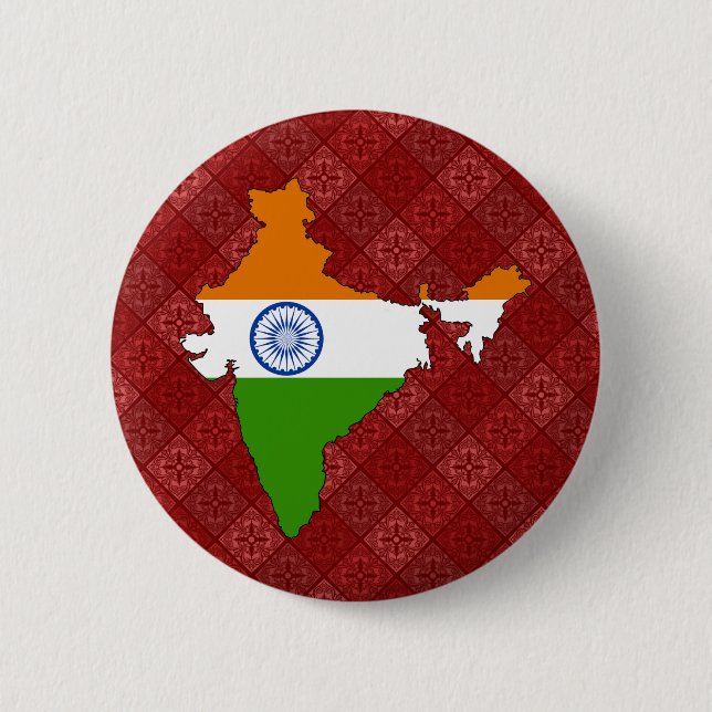India Flag Map full size 6 Cm Round Badge (Front)