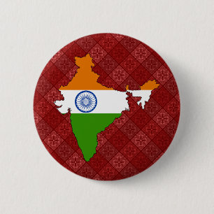 India Flag Map full size 6 Cm Round Badge