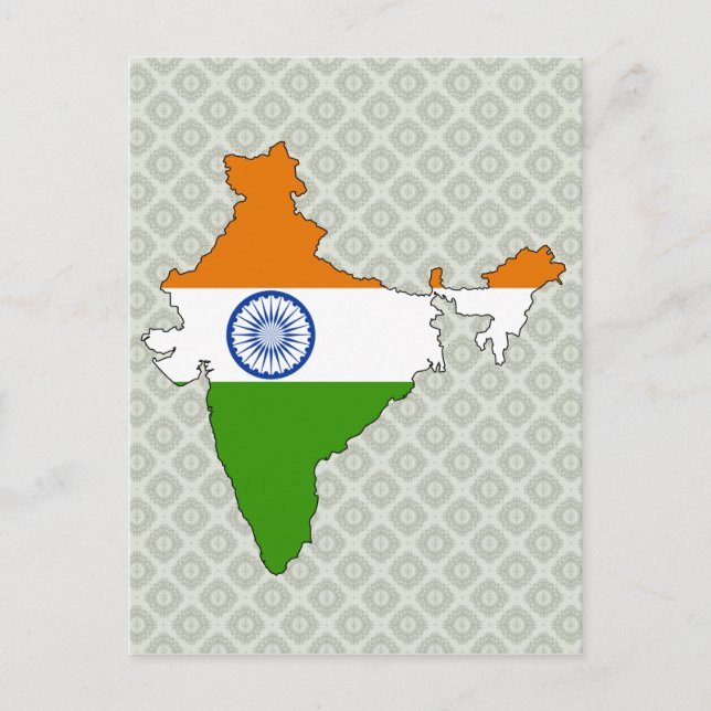 India Flag Map full size Postcard (Front)