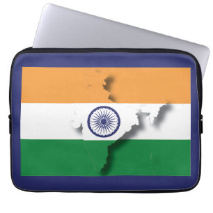INDIA Flag Map Patriotic Computer BLUE Laptop Sleeve