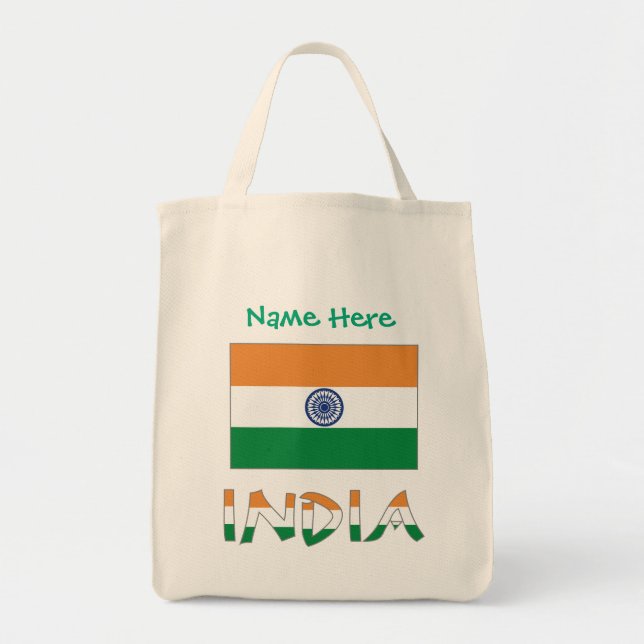 India Flag Personalised Gift Tote Bag (Front)