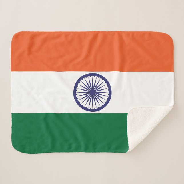India Flag Sherpa Blanket (Front (Horizontal))