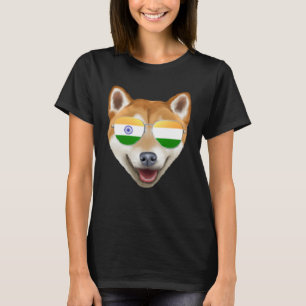 India Flag Shiba Inu Dog India Pocket T-Shirt