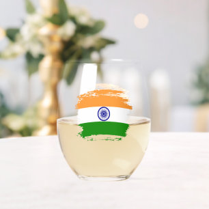 India flag stemless wine glass