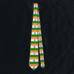 India Flag Tie<br><div class="desc">The Indian flag is a charged horizontal tricolour with in the middle an emblem. The used colours in the flag are blue,  orange,  white,  green. The proportion of the Indian flag is 2:3. The Flag of India was adopted in 1947.</div>