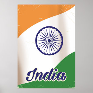 India Flag vintage travel poster. Poster