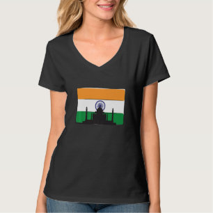 India Flag With Taj Mahal Skyline From Asia T-Shirt