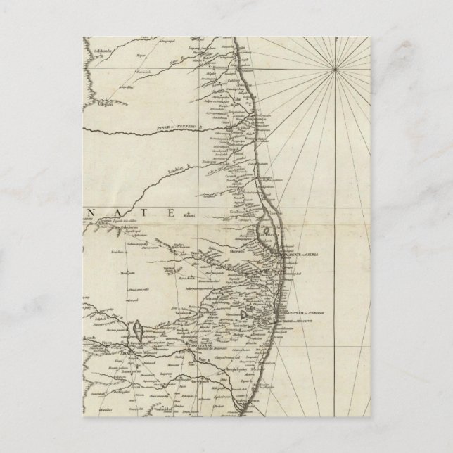 India Geographical Map Postcard (Front)