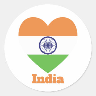 India Heart Flag  Classic Round Sticker
