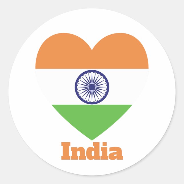 India Heart Flag  Classic Round Sticker (Front)