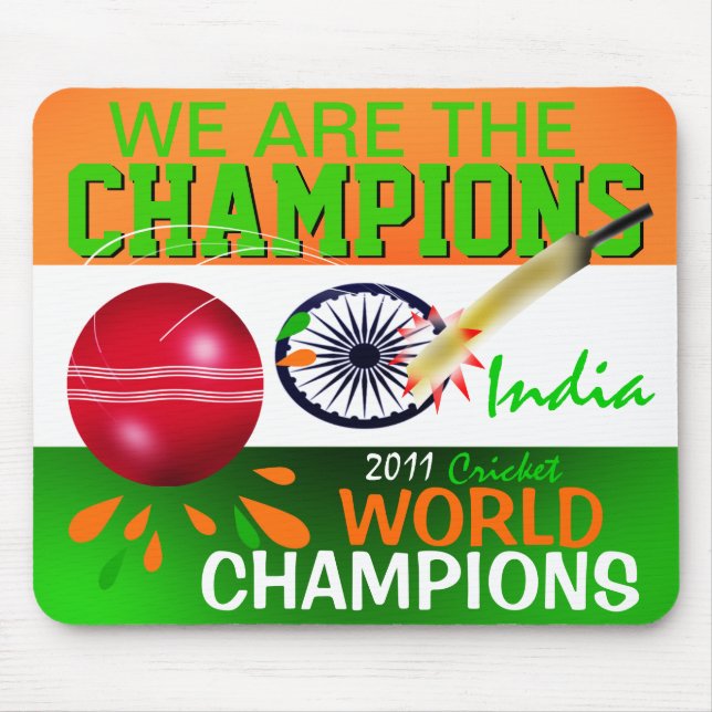India ICC We Are the Champions Cricket Mousepad (Front)