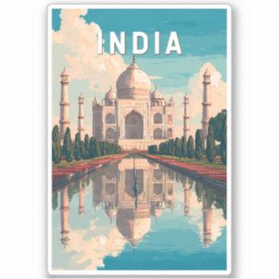 India Illustration Travel Art Vintage