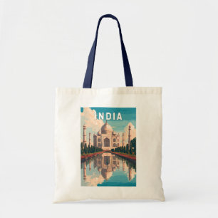 India Illustration Travel Art Vintage Tote Bag
