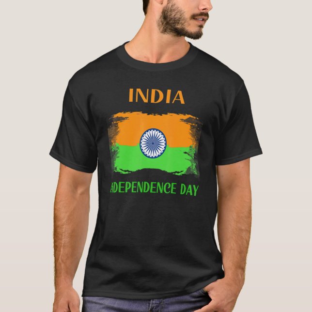 India Independence Day 15 August 1947 Indian Flag  T-Shirt (Front)