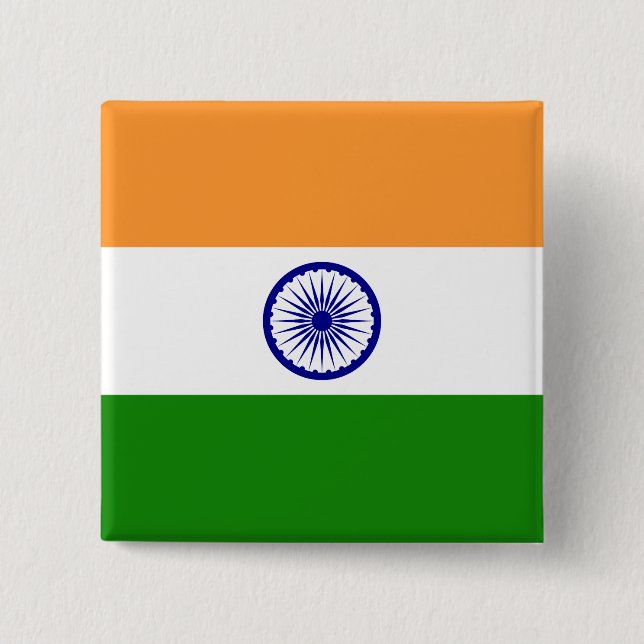 India (Indian) Flag 15 Cm Square Badge (Front)