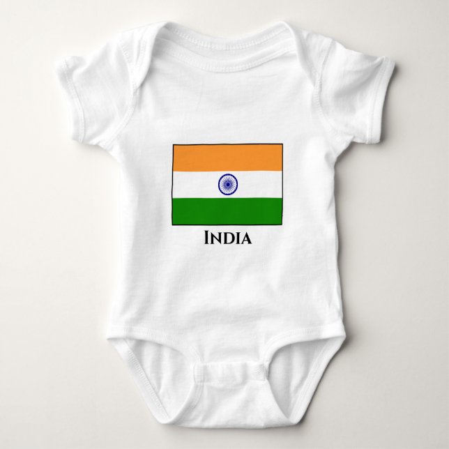 India (Indian) Flag Baby Bodysuit (Front)