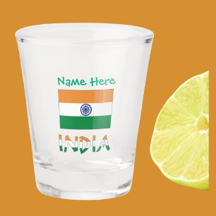 India Indian Flag Green Personalised  Shot Glass