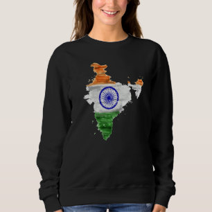 INDIA Indian Flag I love India Indian Map Watercol Sweatshirt