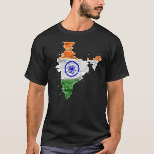 INDIA Indian Flag I love India Indian Map Watercol T-Shirt