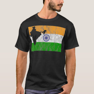 India Indian Flag Map Silhouette Travel Vacation I T-Shirt