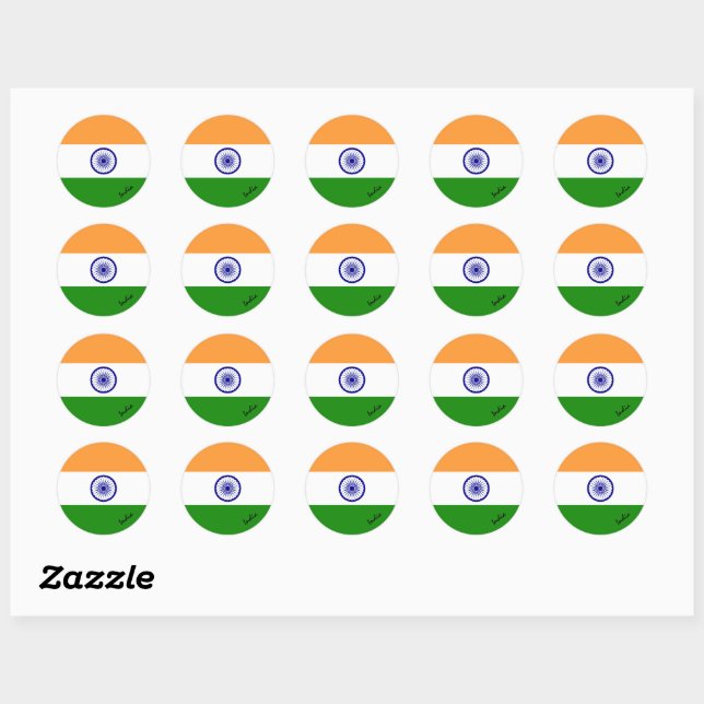 India & Indian flag patriots, holiday / sports Classic Round Sticker (Sheet)