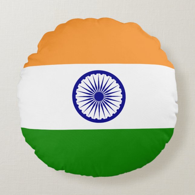 India (Indian) Flag Round Cushion (Front)