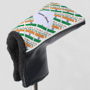 India Indian Flag Tiled Personalised Name  Golf Head Cover