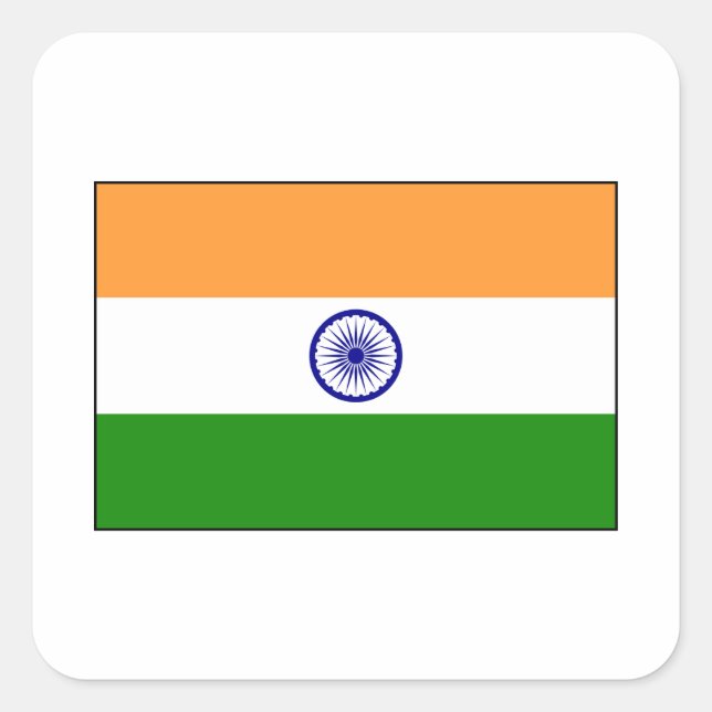 India – Indian National Flag Square Sticker (Front)