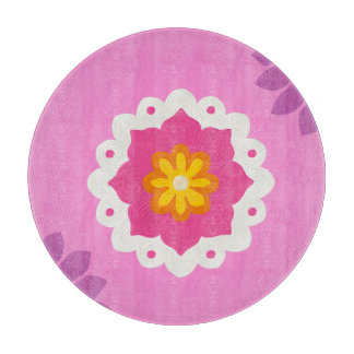 india inspired pink and purple pastel mandala cutting board