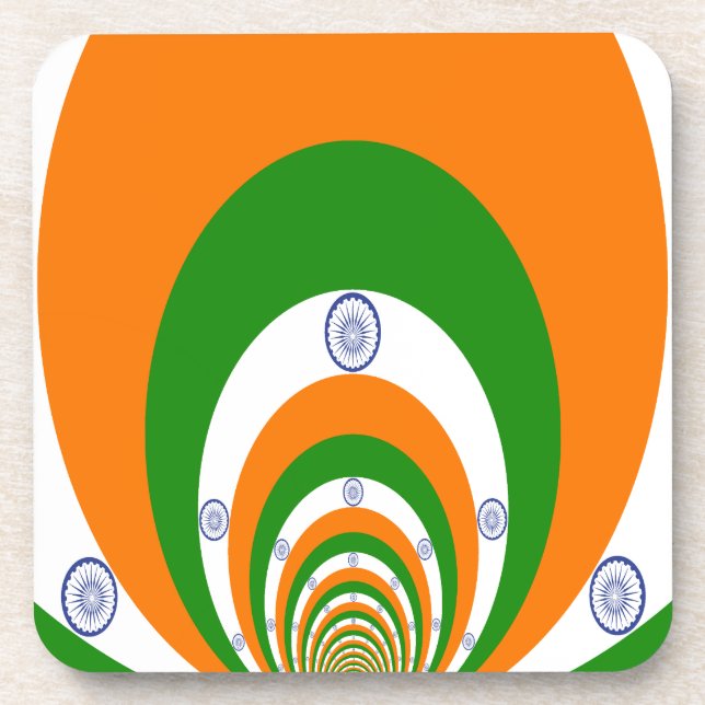India National Flag Colors Kaleidoscope Coaster (Front)