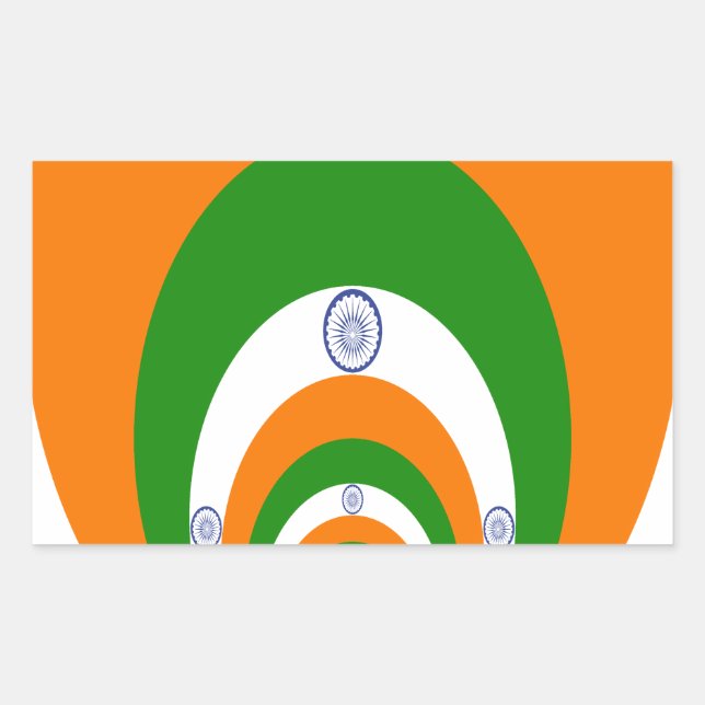 India National Flag Colors Kaleidoscope Rectangular Sticker (Front)