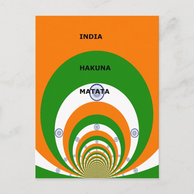 India National Flag Colours Design. Hakuna Matata Postcard (Front)