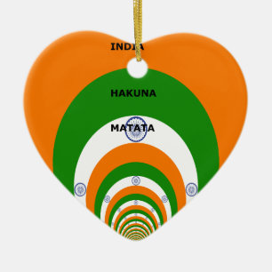 India National Flag Colours Design with "Hakuna Ma Ceramic Tree Decoration