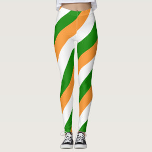 India National Flag Colours Diagonal Striped Leggings