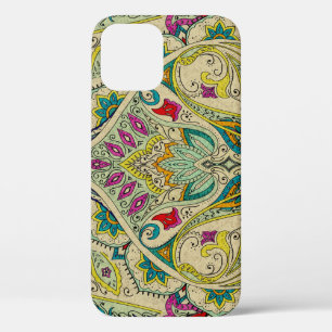 India paisley pattern, bohemian border. iPhone 12 case