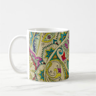 India paisley pattern, bohemian border. coffee mug