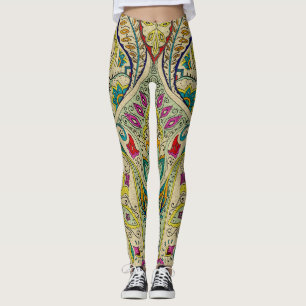 India paisley pattern, bohemian border. leggings