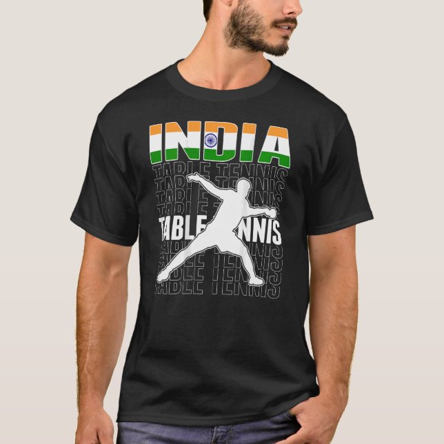 India Ping Pong  Proud Indian Table Tennis Support T-Shirt (Front)