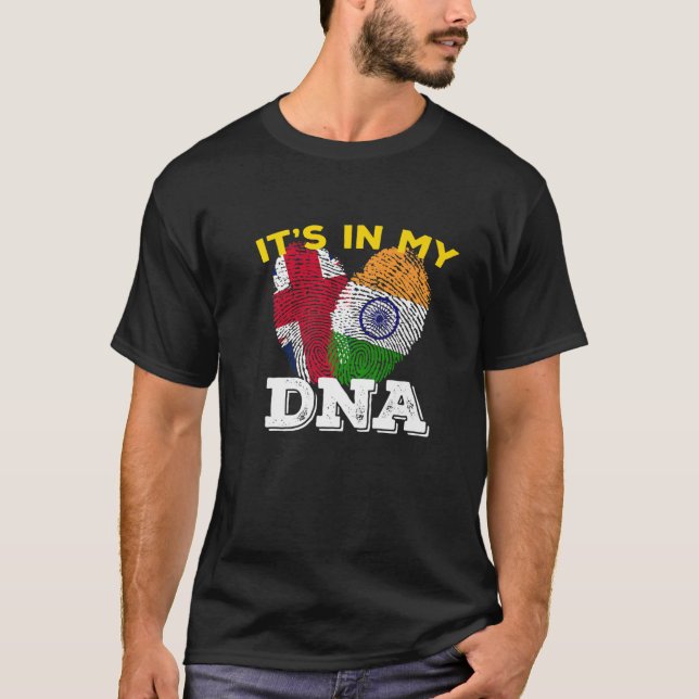 India Proud Flag Day Hindi DNA Ashoka Chakra UK En T-Shirt (Front)