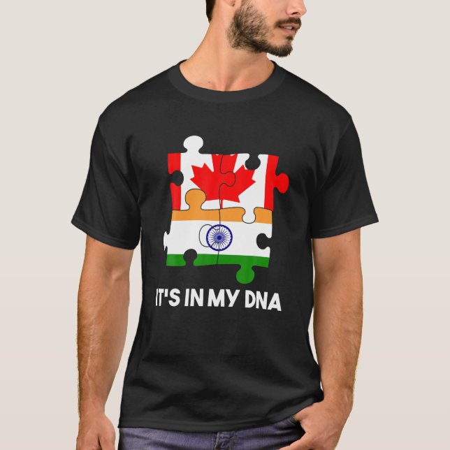 India Proud Flag Day Hindi Sikh Canada Canadian Pu T-Shirt (Front)