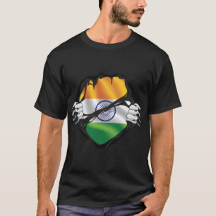 India Pure Roots Flag Black T-Shirt